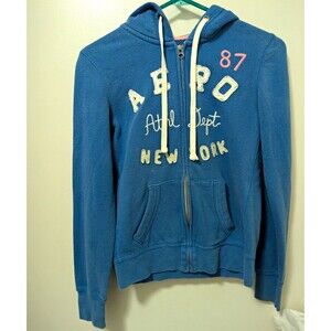 Aéropostale Y2K Womens Small Blue Full Zip Hoodie Sweatshirt White Letters 87